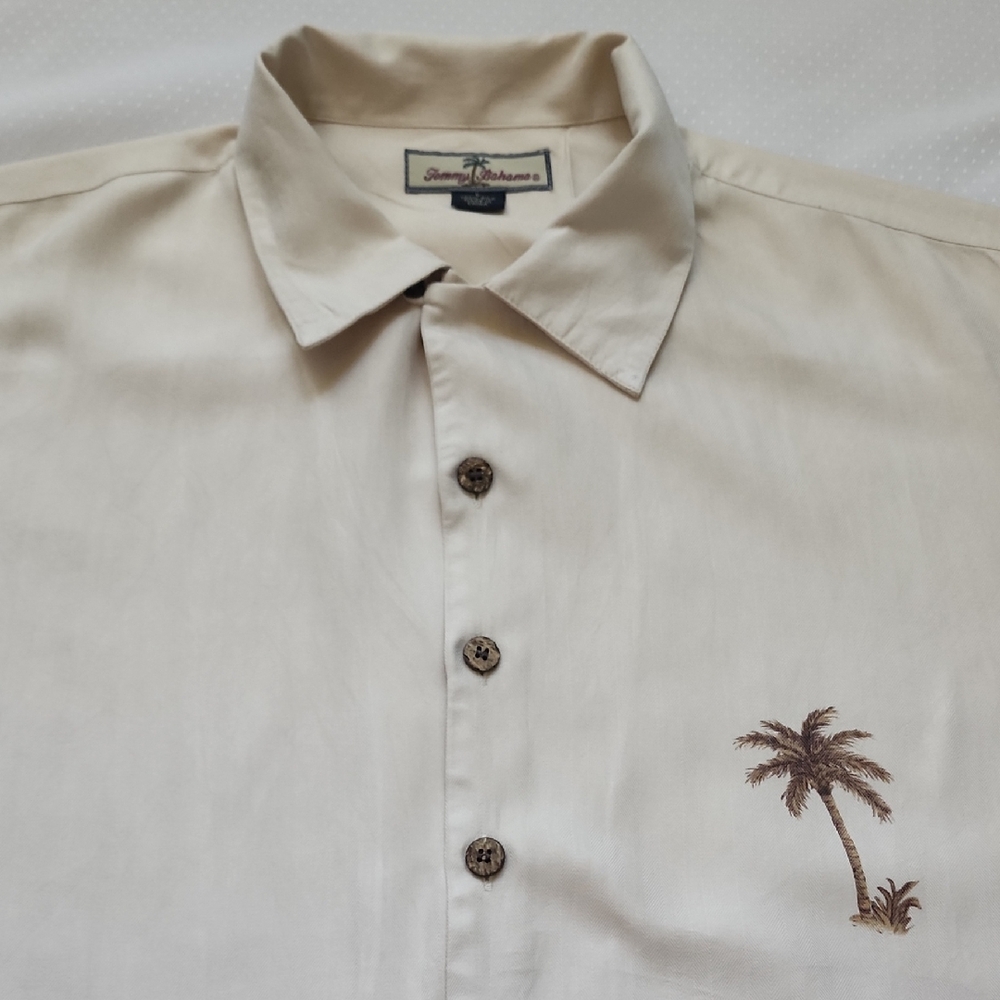Tommy Bahama Tan Palm Embroidered Men's Shirt